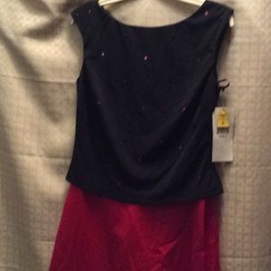 Long Hot Pink & Black Dress Arianna by Rachel Kate